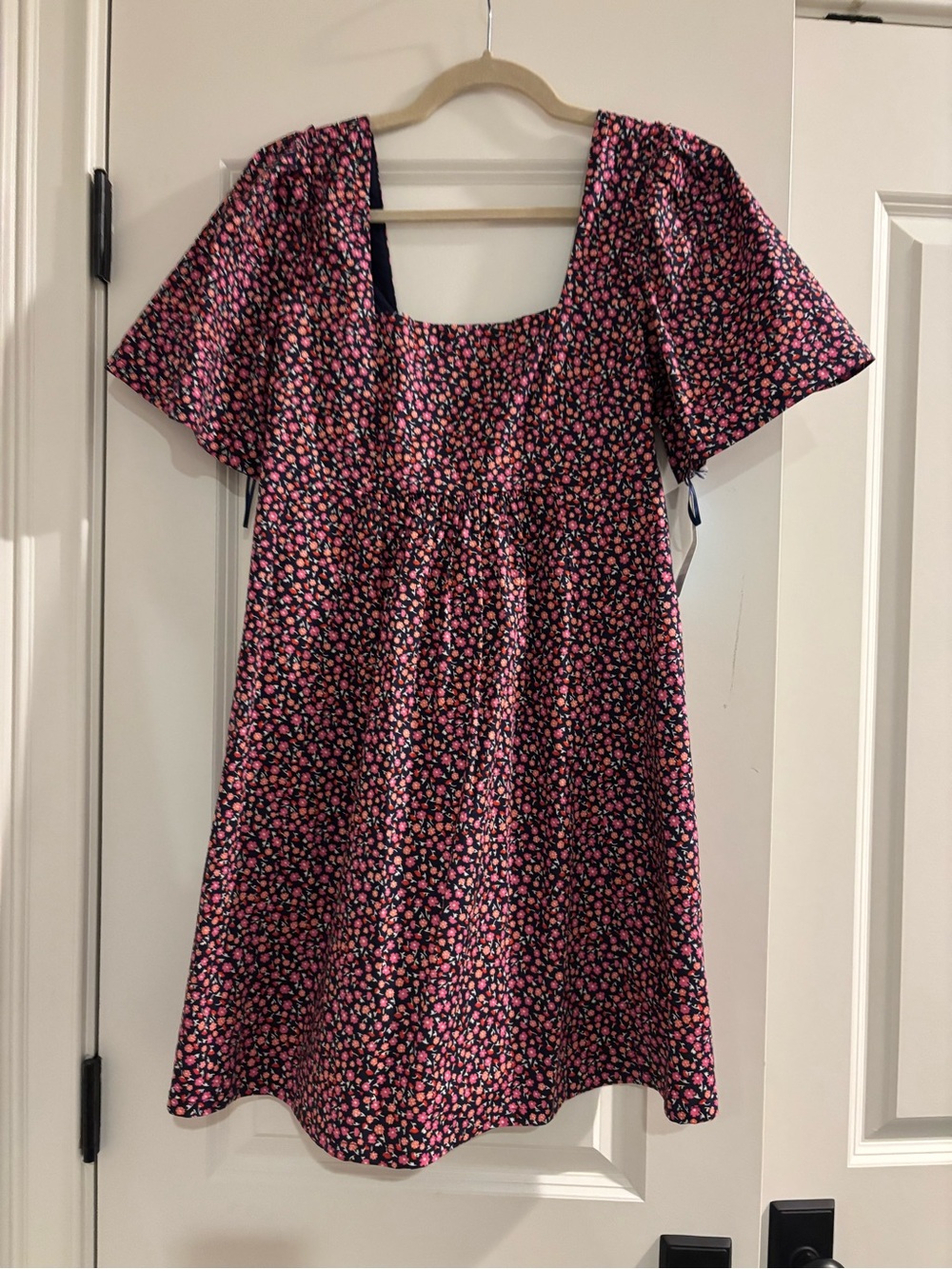 Draper James Navy Mini Dress with Pink and Coral Floral Print